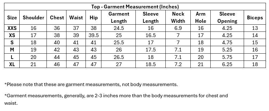 Top Size Guide