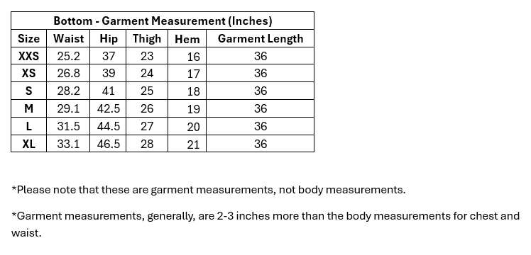 Bottom Size Guide