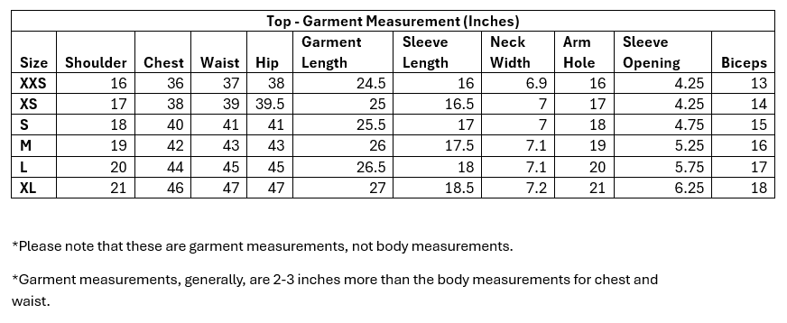 Top Size Guide