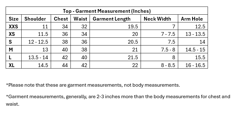 Top Size Guide