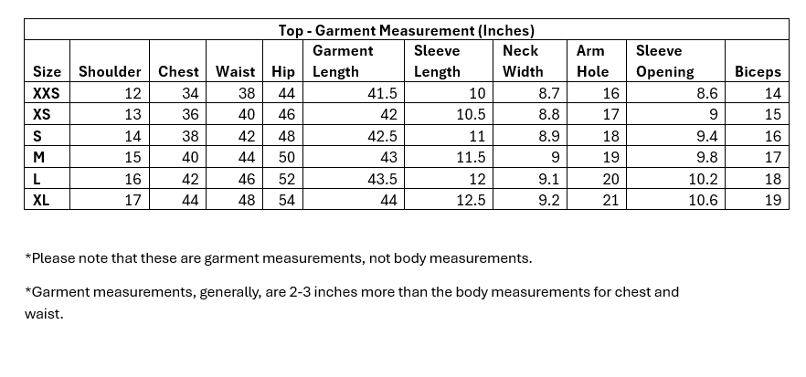 Top Size Guide