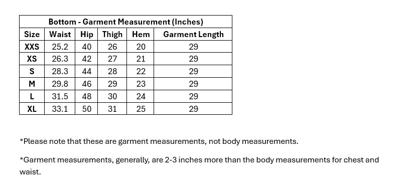 Bottom Size Guide